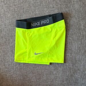 Nike Pro Bright Lime Shorts with Black Waistband